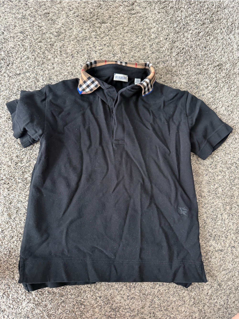 Burberry Black Polo with Signature Check Trim